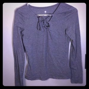 Long sleeve lace up tee